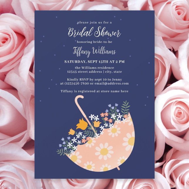 Invitación Flores silvestres rusas, ducha de paraguas rosa (Subido por el creador)