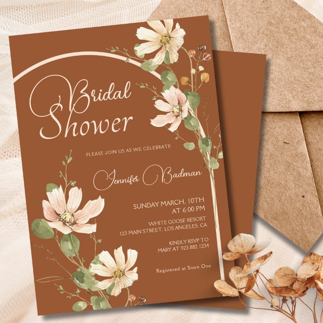 Invitación Flores silvestres Rust Terracotta Bridal Shower (Subido por el creador)