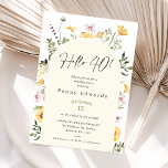 Invitación Flores silvestres rusticas amarillas Hola 40 cumpl<br><div class="desc">Flores silvestres rusticas amarillas Hola 40 Invitación de cumpleaños número 40 Invitación de cumpleaños Cuarenta flores silvestres amarillas y violetas también con un arco y un moderno encabezado de caligrafía.</div>