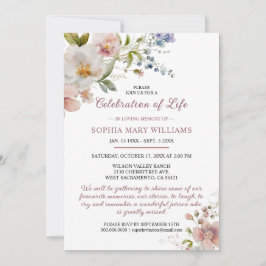 Invitación Flores Silvestres Rústicas Celebración de la Vida