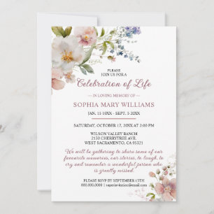 Invitación Flores Silvestres Rústicas Celebración de la Vida