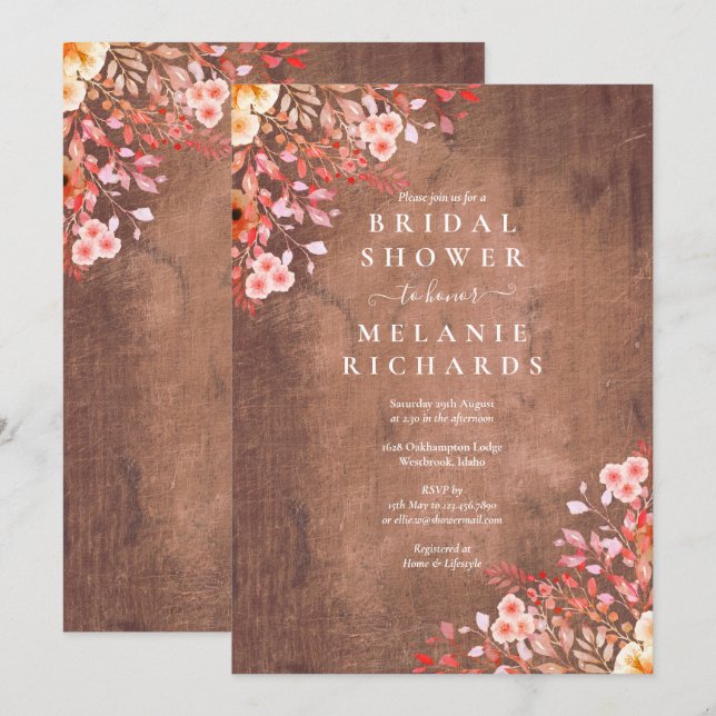 Invitación Flores Silvestres Rústicas Llavero Nupcial (Anverso / Reverso)