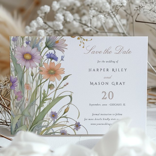 Invitación Flores silvestres rusticas salvan al Boda de citas (Subido por el creador)