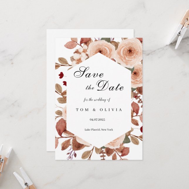 Invitación Flores silvestres rusticas salvan la fecha con fot (Anverso/Reverso In Situ)