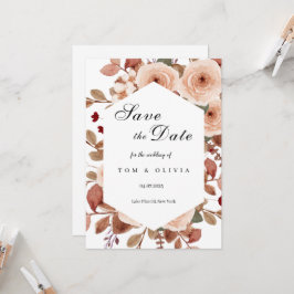 Invitación Flores silvestres rusticas salvan la fecha con fot