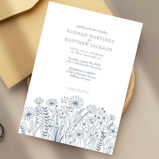 Invitación Flores silvestres simple elegante Boda Boho (Subido por el creador)