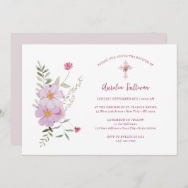 Invitación Flores silvestres simples Bautismo Bouquet