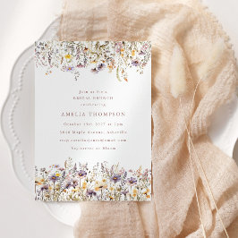 Invitación Flores silvestres simples púrpura frontera ducha d