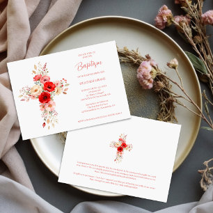 Invitación Flores Silvestres Tonos Rosados Dulces Cruz Forma