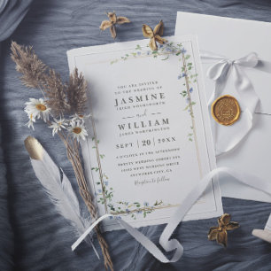 Invitación Flores silvestres Vid elegantes Bodas rústicas mod