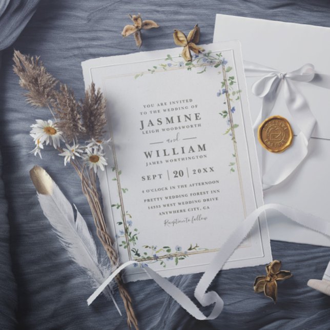 Invitación Flores silvestres Vid elegantes Bodas rústicas mod (Subido por el creador)