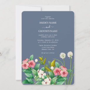 Invitación Flores silvestres Vinca Azul Polvoriento Boda