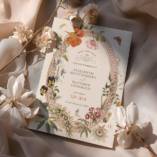 Invitación Flores Silvestres Vintage Salven Al Rosa De Date M