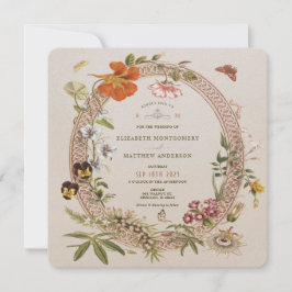 Invitación Flores silvestres Vintage Wedding Mauve Rosa Squar