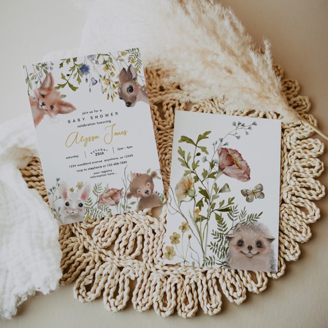 Invitación Flores silvestres y animales de Woodland Baby Show (Subido por el creador)