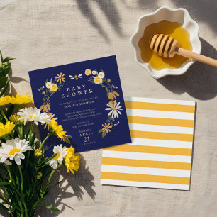 Invitación Flores silvestres y Baby Shower de flores de miel