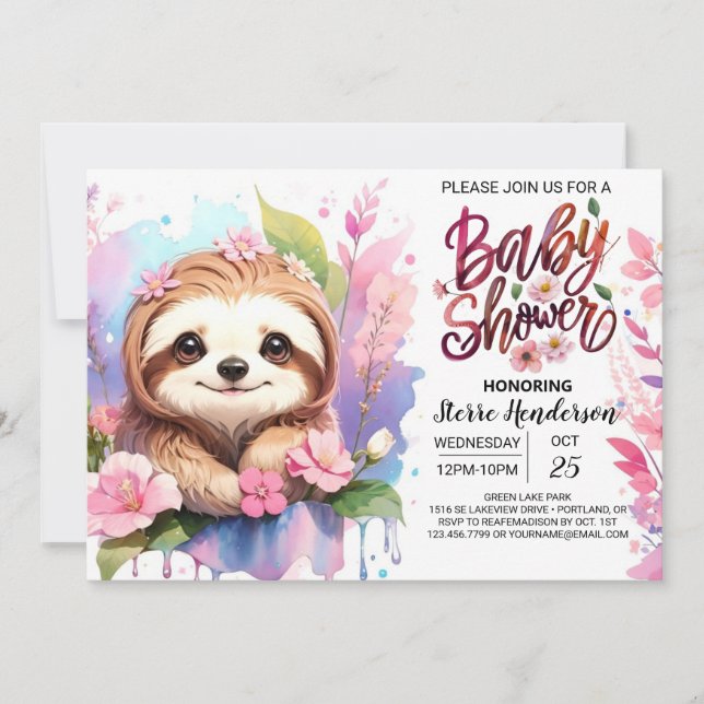Invitación Flores silvestres y Baby Shower eslovaco (Anverso)