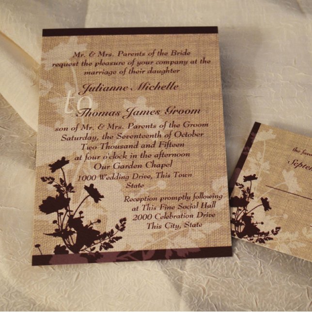 Invitación Flores silvestres y Boda Burlap (Subido por el creador)