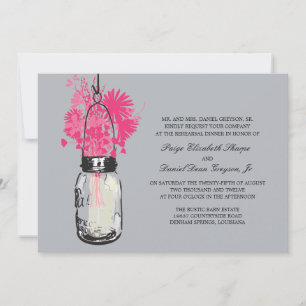 Invitación Flores silvestres y cena ensayada en Mason Jar