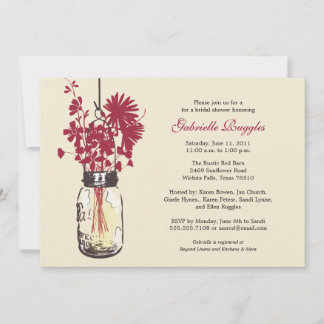 Invitación Flores silvestres y ducha de novia Mason Jar