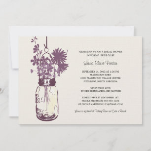 Invitación Flores silvestres y ducha de novia Mason Jar
