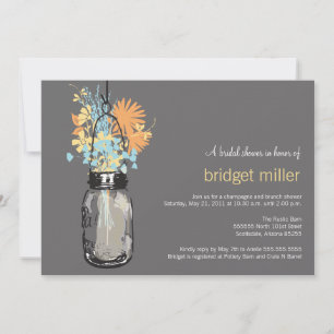 Invitación Flores silvestres y ducha marrón marital