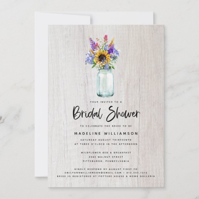Invitación Flores silvestres y girasoles ducha de novias Maso (Anverso)