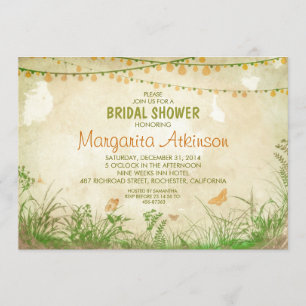 Invitación flores silvestres y luces de cuerdas ducha de novi