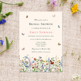 Invitación Flores silvestres y mariposas bohemias ducha de no