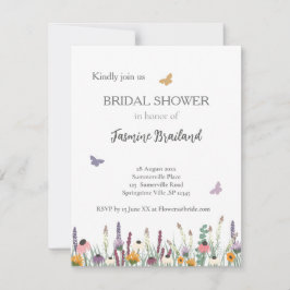 Invitación Flores silvestres y mariposas ducha de novia