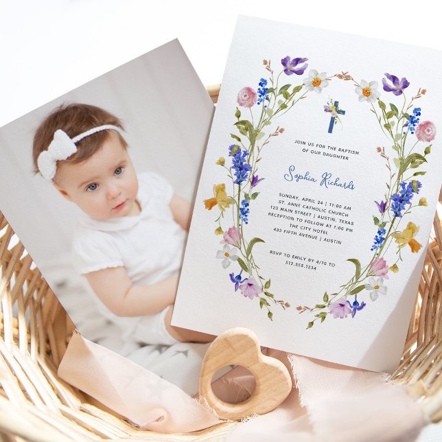 Invitación Flores silvestres y mariposas | Foto de Baptismo d (Subido por el creador)