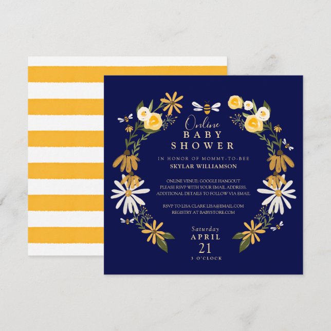 Invitación Flores silvestres y miel de abeja floral en línea  (Anverso / Reverso)