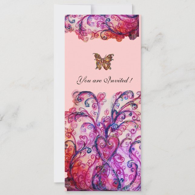 Invitación FLORES SIMILARES rojo brillante púrpura rosa (Anverso)