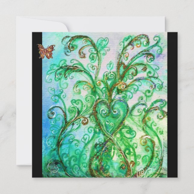 Invitación FLORES SIMILARES verde azul brillante negro (Anverso)