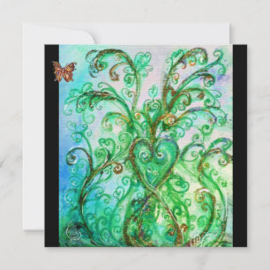 Invitación FLORES SIMILARES verde azul brillante negro