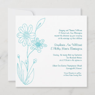 Invitación Flores simples Aqua Blue de Whoopsie Daisy Boda