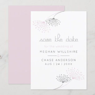 Invitación Flores simples mínimas de rosado y carbón vegetal