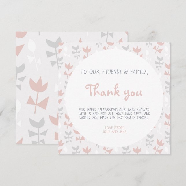 Invitación Flores simples y en tonos pastel (Anverso / Reverso)