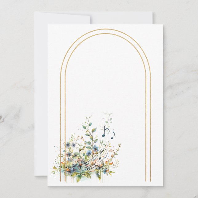 Invitación Flores simples y notas musicales Blank (Anverso)