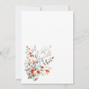 Invitación Flores simples y notas musicales En blanco