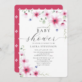 Invitación Flores singulares de color rosa de la fucsia
