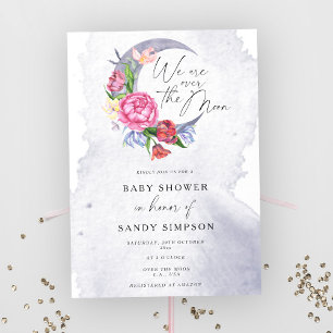 Invitación Flores sobre la luna Baby shower