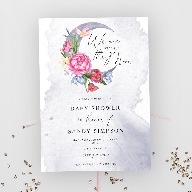 Invitación Flores sobre la luna Baby shower (Subido por el creador)