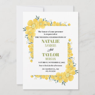 Invitación Flores Soleadas, Un Vibrante Boda Floral Amarillo