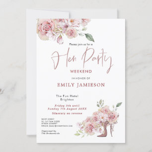 Invitación Flores Stiletto Weekend Itinerary Hen Fiesta