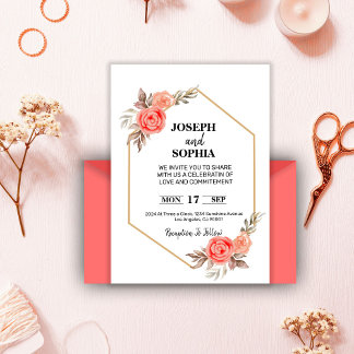 Invitación Flores suaves de color rosa elegante romántico 