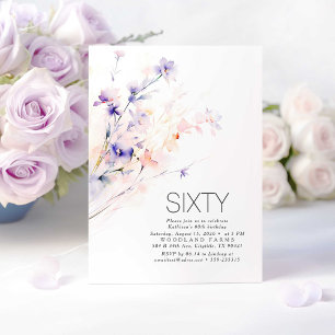 Invitación Flores suaves moradas y Rubor Elegante cumpleaños