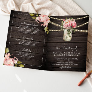 Invitación Flores Suaves Rosadas en Tarro de Mason Código QR 