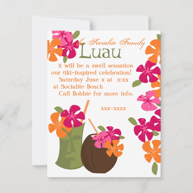 Invitación Flores tiki (Anverso)