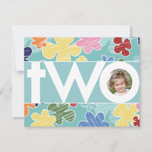 Invitación Flores tramposas Verde azulada segunda fiesta de c